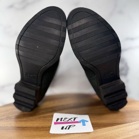 Sorel Lolla Chelsea Black Suede Leather Heeled Pull On Ankle Boots Women Size 8 - Picture 6 of 9